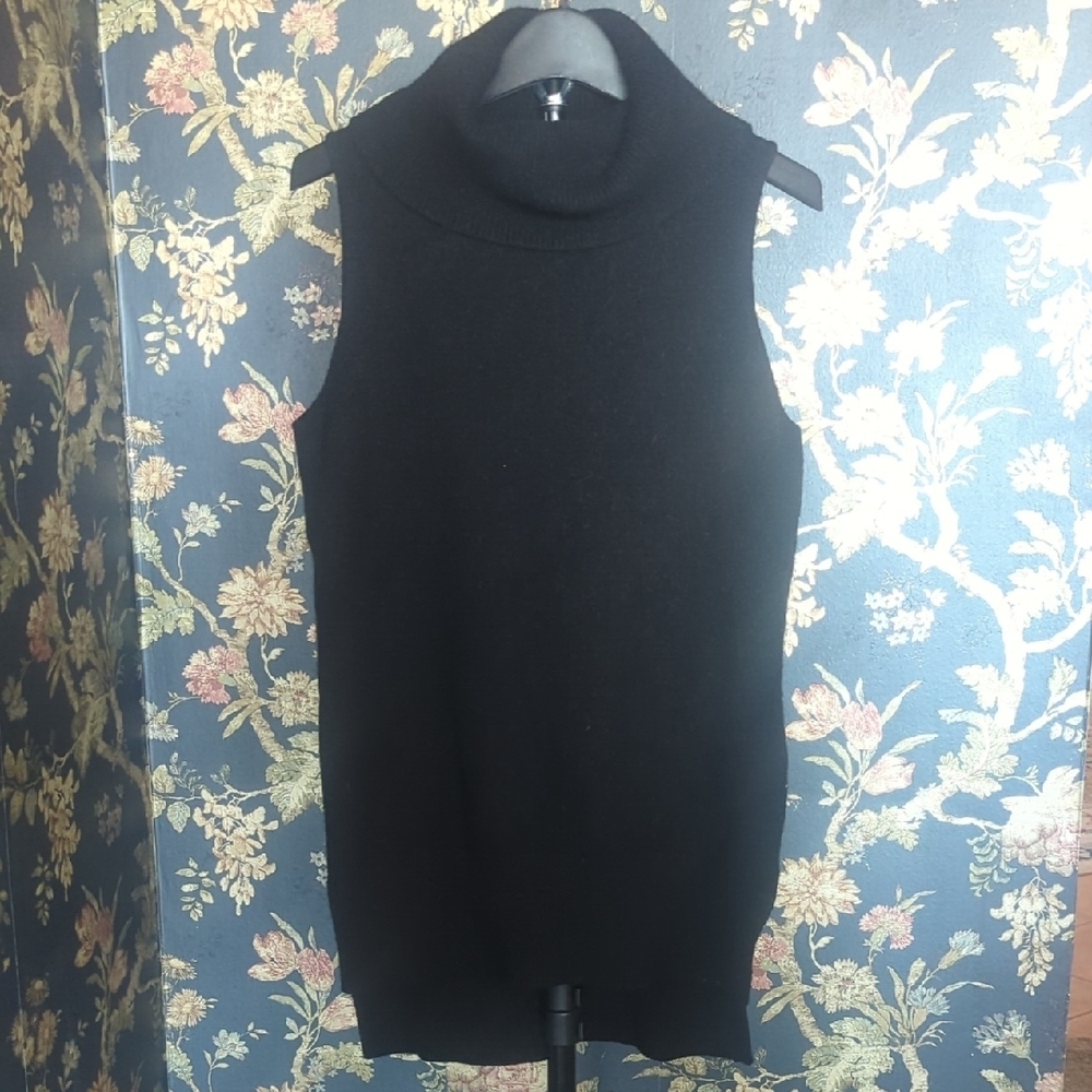 Philosophy Black Sleeveless Turtleneck Sweater High Low Size S